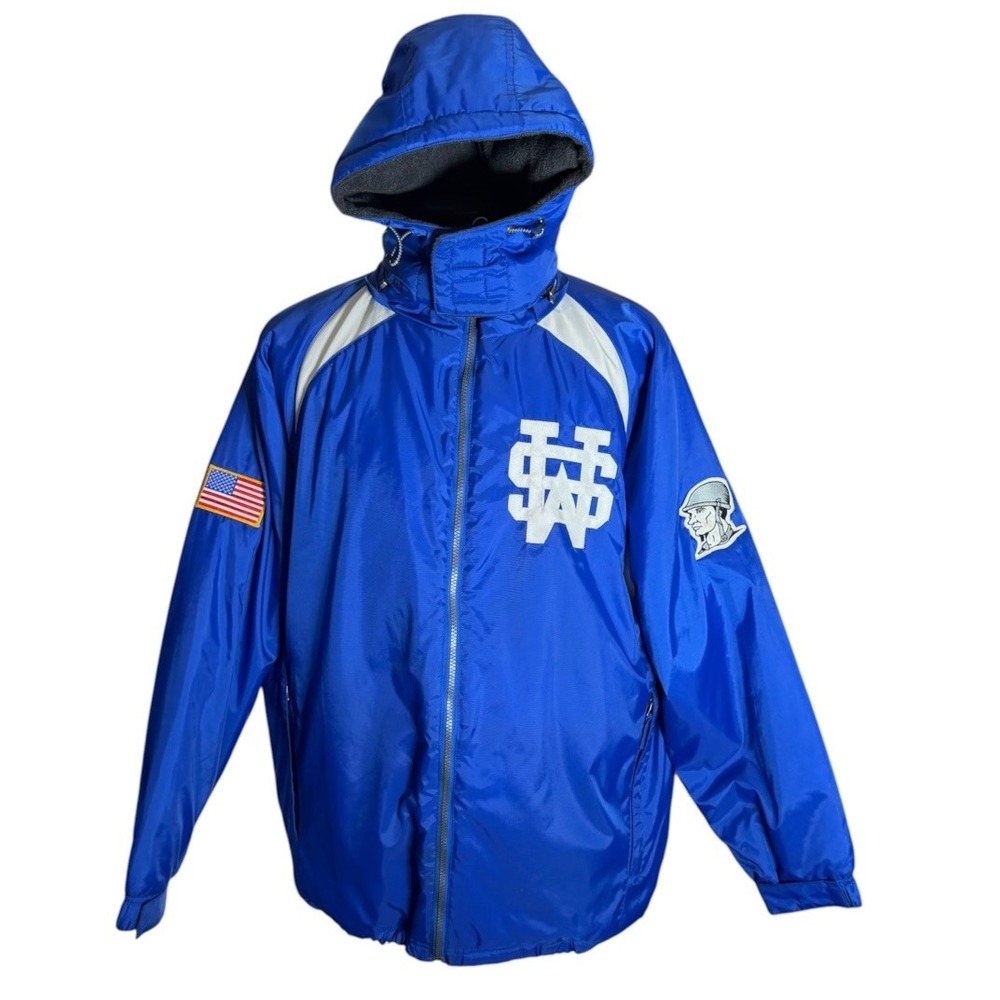 Holloway Mens Blue Hooded Windbreaker Fleece Lined Jacket Style 9160 Size Large